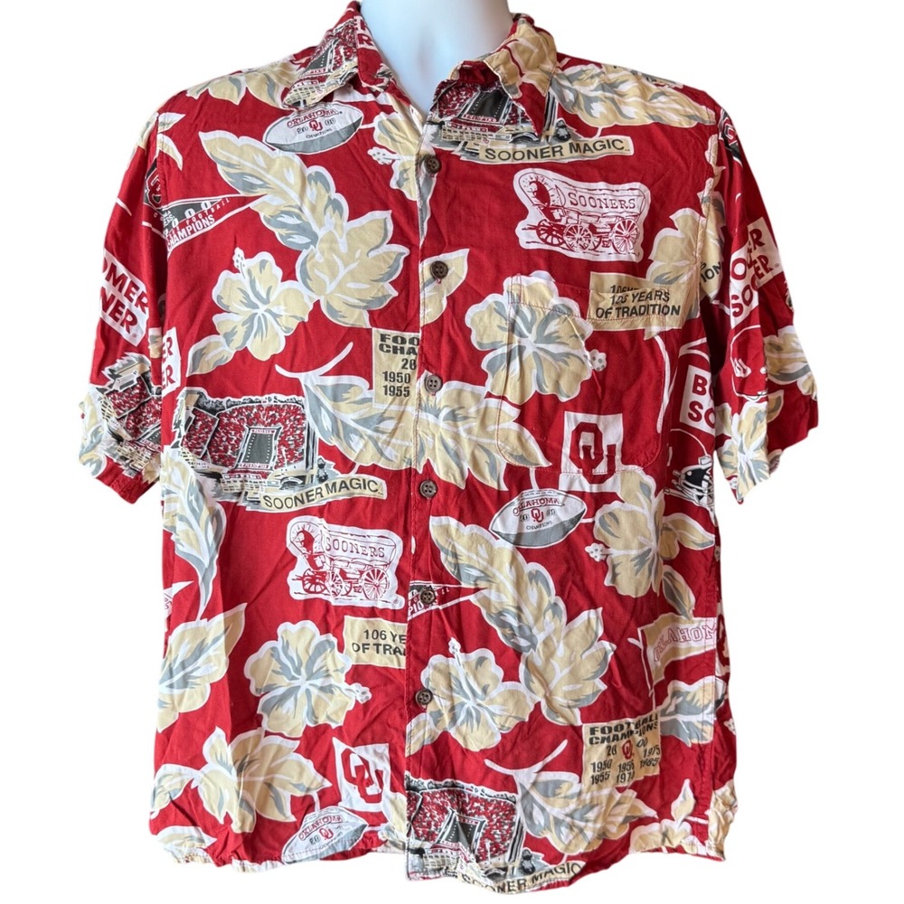 Reyn Spooner Oklahoma Sooners Hawaiian Shirt NCAA Football‎ Button Up Small